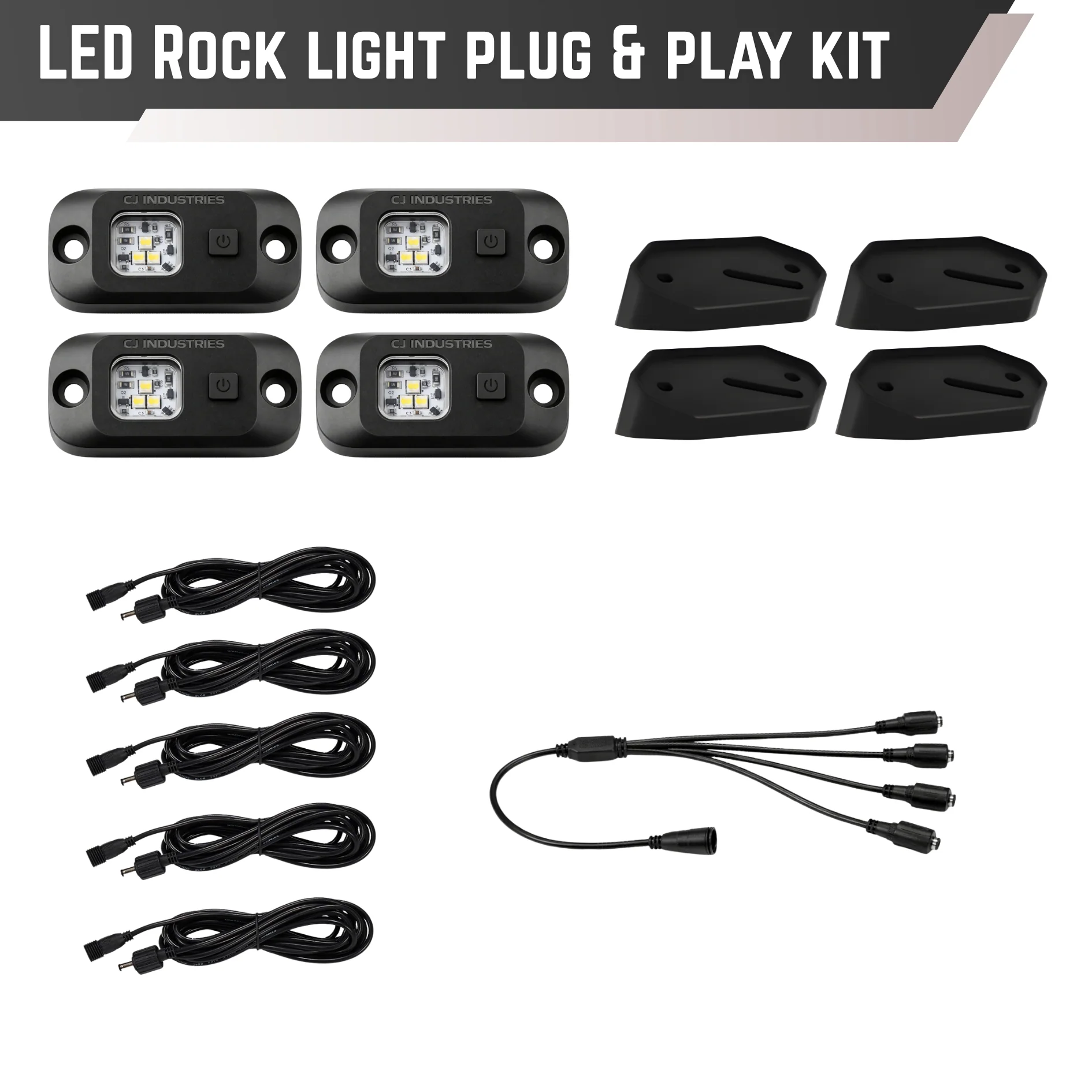 CJ INDUSTRIES 4pcs Dual Colour LED Rock Lights with Switch - Plug & Play Kit