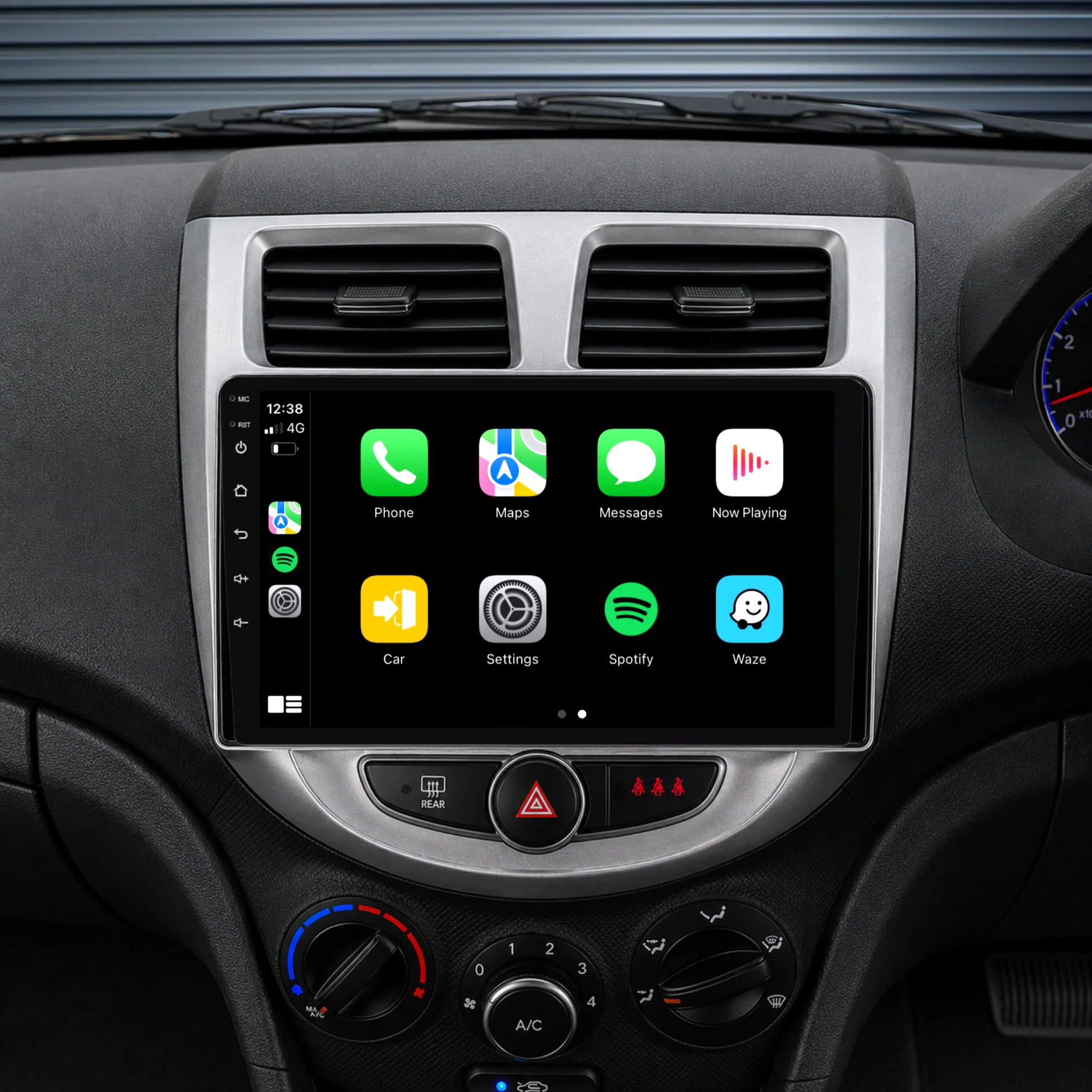 Hyundai Solaris/Accent AUTO AC (2010-2016) Plug & Play Head Unit Upgrade Kit: Car Radio with Wireless & Wired Apple CarPlay & Android Auto
