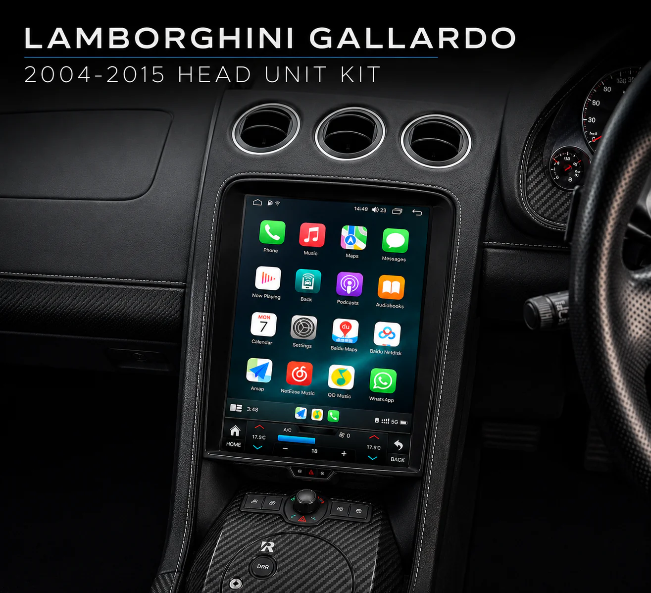 Lamborghini Gallardo (2004-2015) 10.4" HD Plug & Play Car Head Unit Dash Screen Upgrade Kit with Wireless CarPlay and Android Auto