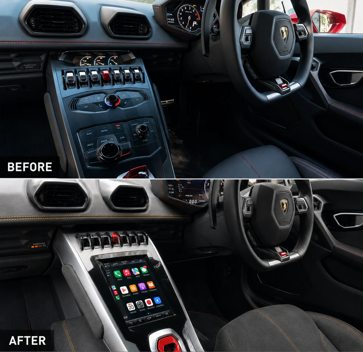 Lamborghini Huracan (2014-2018) 10.4" HD Plug & Play Car Head Unit Dash Screen Upgrade Kit with Wireless CarPlay and Android Auto - Premium Dash Upgrade Kit - Image 6