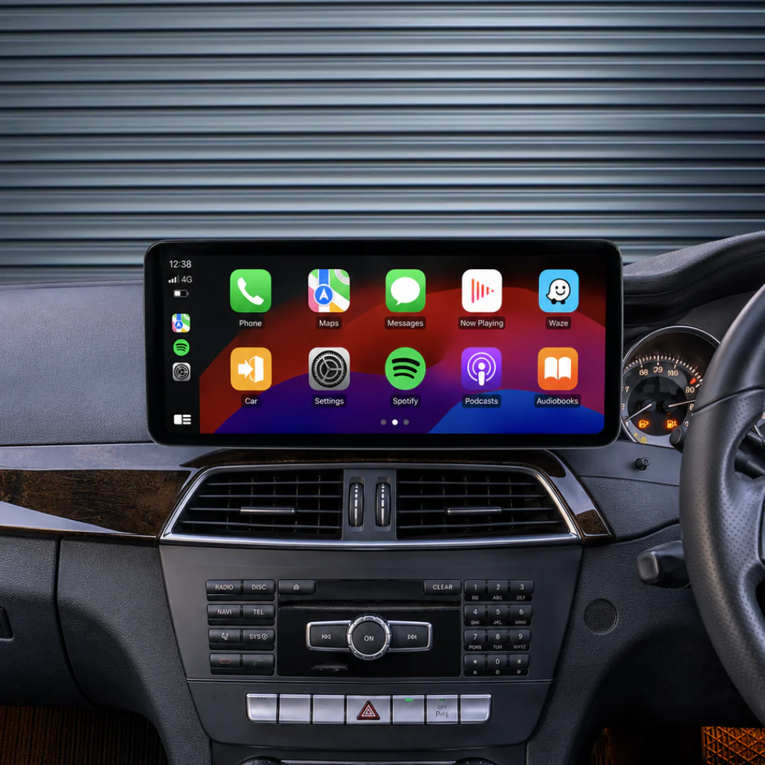 Mercedes Benz C-Class W204 (2012-2014) 12.3" HD Large Premium Plug & Play Head Unit Upgrade Kit: Car Radio with Wireless & Wired Apple CarPlay & Android Auto