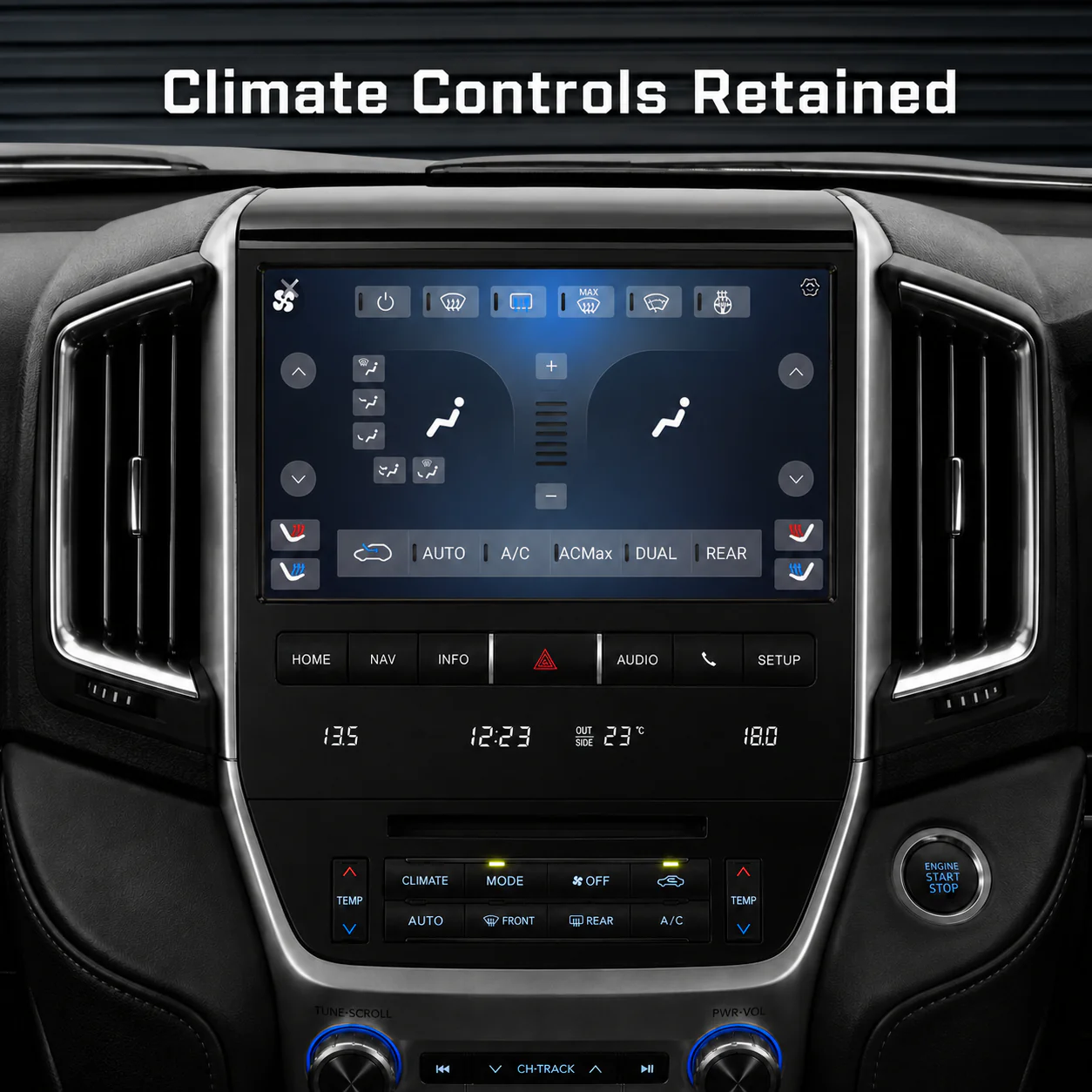 Toyota Landcruiser 200 Series VX & Sahara (2016-2021) Plug & Play Head Unit Upgrade Kit: Car Radio with Wireless & Wired Apple CarPlay & Android Auto - Image 8